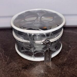 Authentic Rare Coach Signature Clear Round Cosmetic Case PVC White